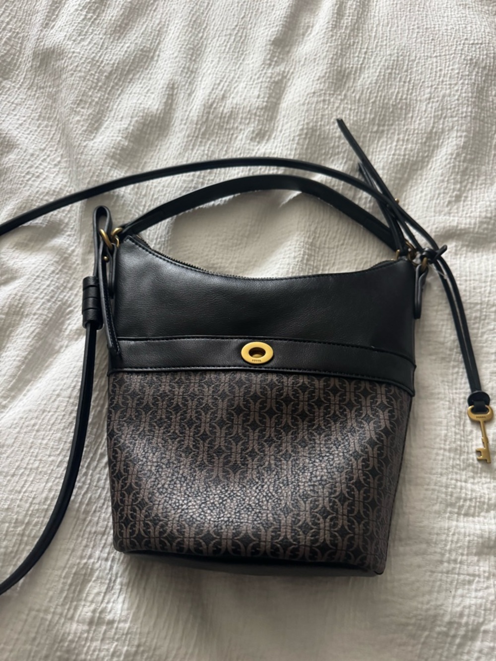 Fossil Talulah Black and Brown Crossbody Shoulder Bag